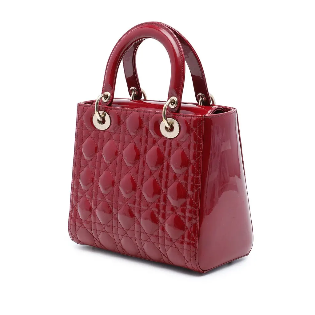 Dior Medium Patent Cannage Lady Dior Red Leather Very good - Back View