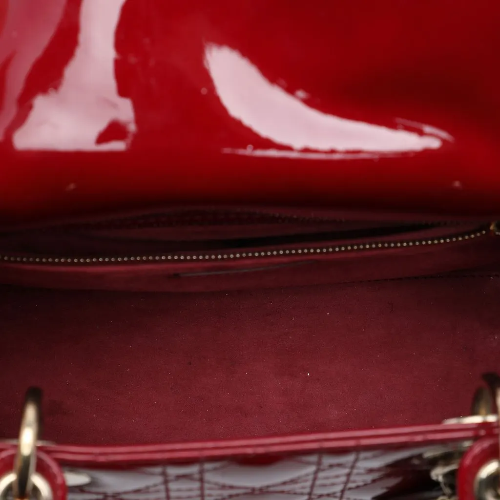Dior Medium Patent Cannage Lady Dior Red Leather Very good - Model View