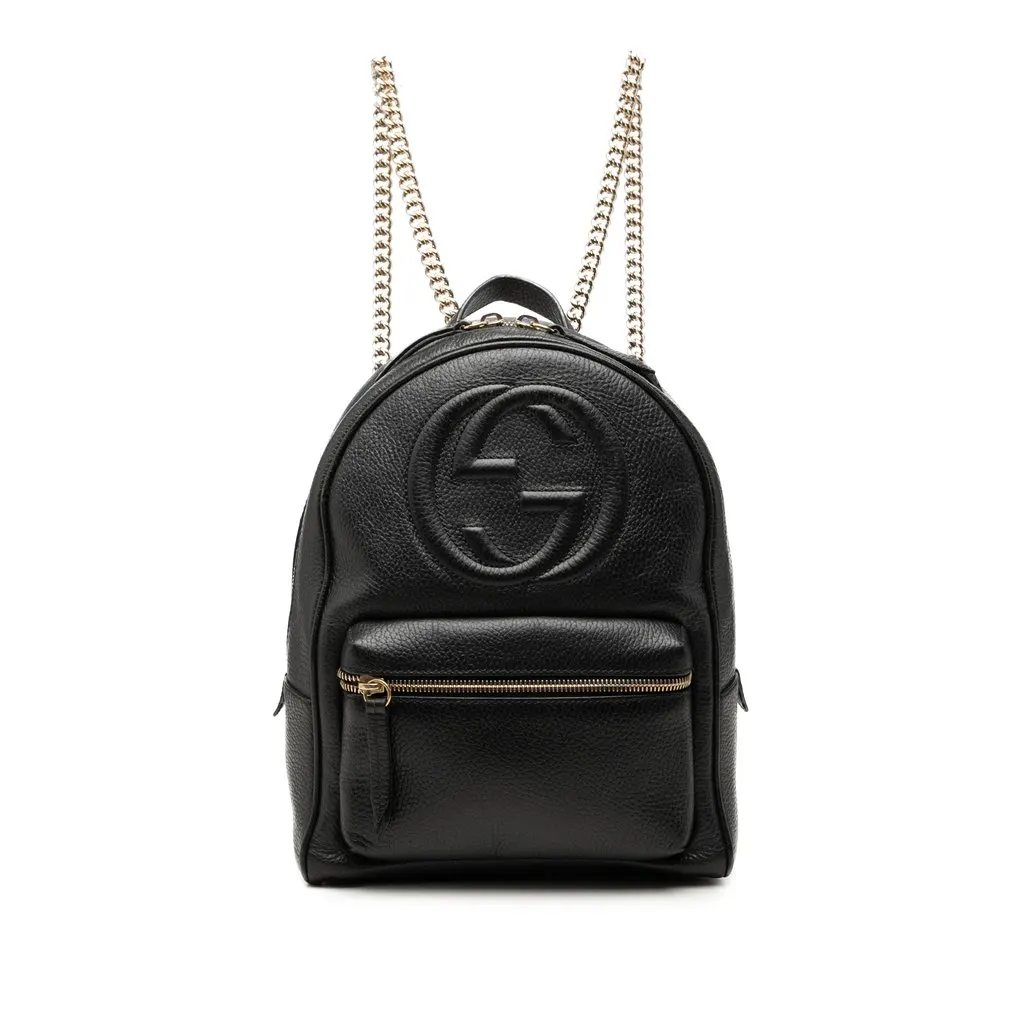 Gucci Pebbled جلد العجل سوهو بسلسلة حقيبة ظهر