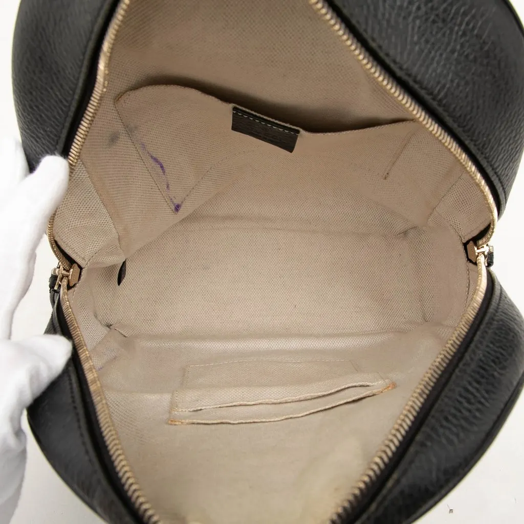 Gucci Pebbled Calfskin Soho Chain Backpack Black Leather Good - Model View
