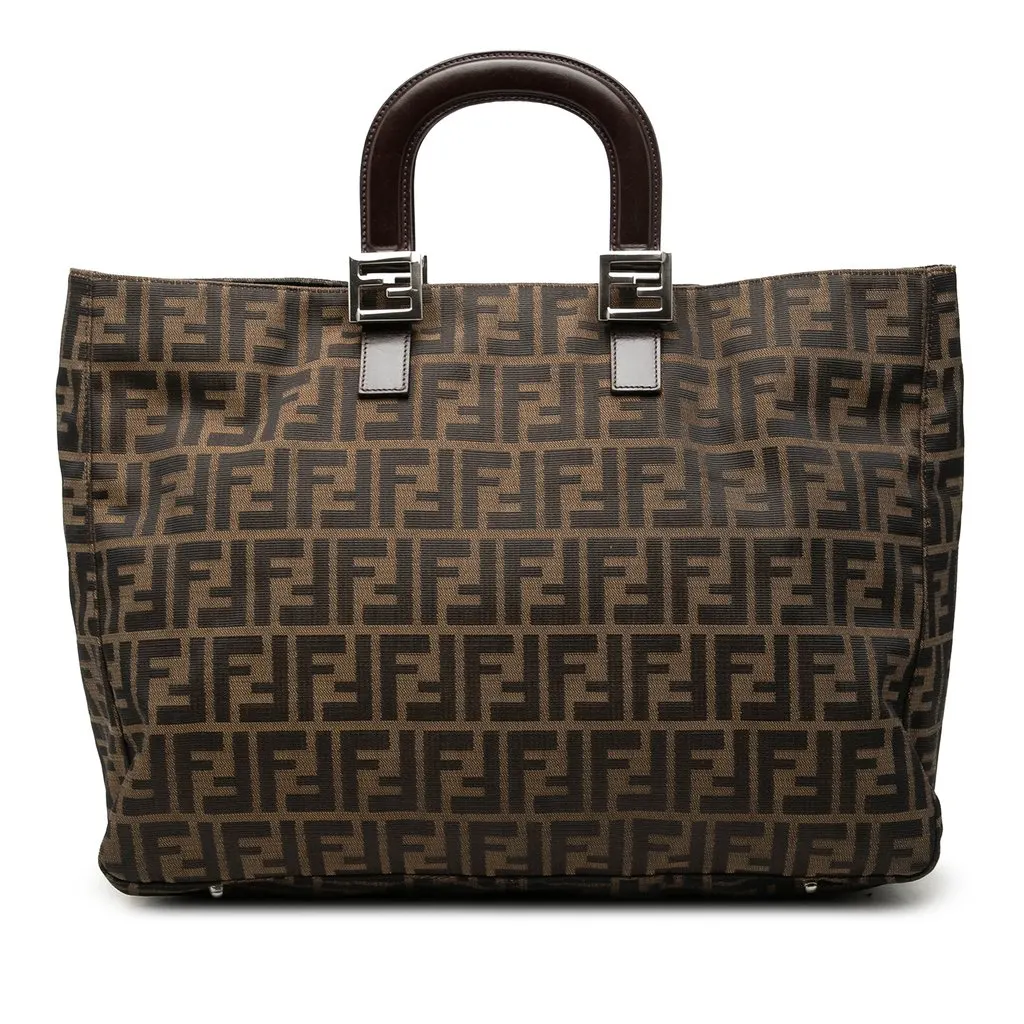 Fendi Large Zucca Canvas Twins Tote Brown Very good - Front View