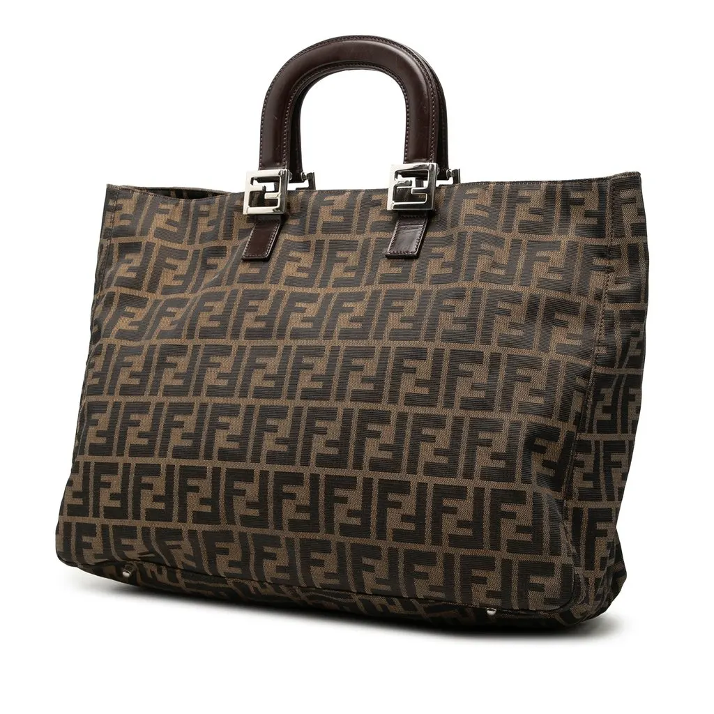 Fendi Large Zucca Canvas Twins Tote Brown Very good - Back View
