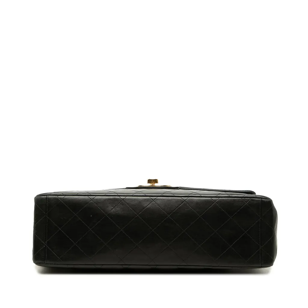 Chanel Maxi XL Classic Lambskin Single Flap Black Leather Good - Inside View