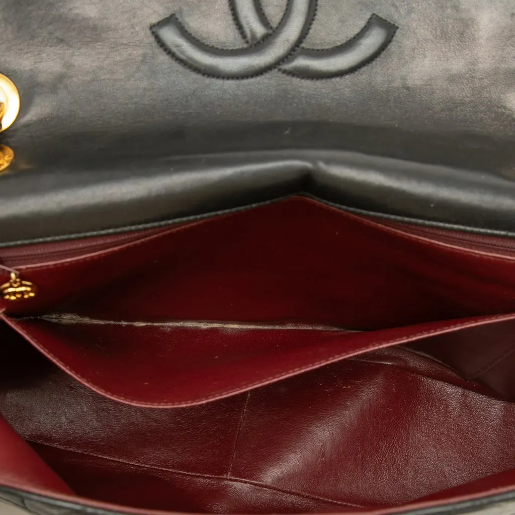 Chanel Maxi XL Classic Lambskin Single Flap Black Leather Good - Box View
