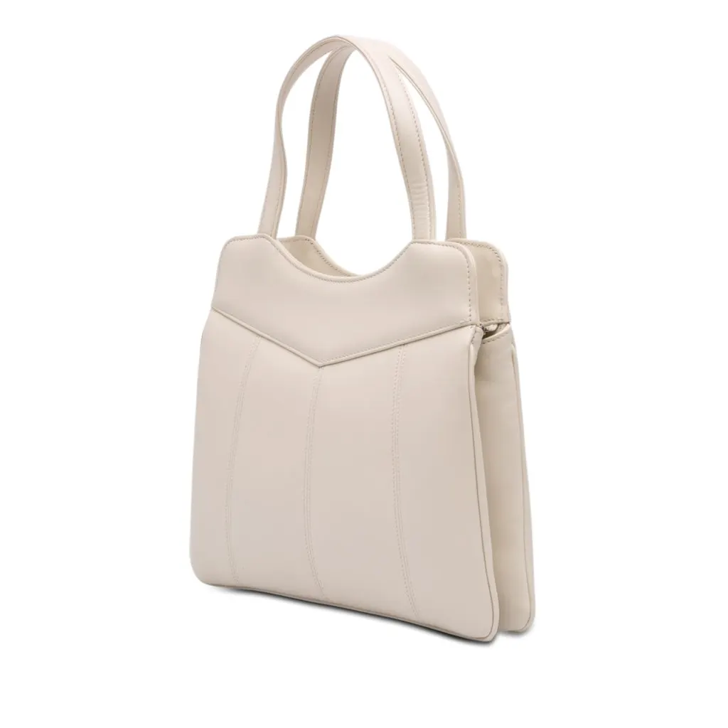 Gucci Small Calfskin Petite GG Tote White Leather Very good - Back View