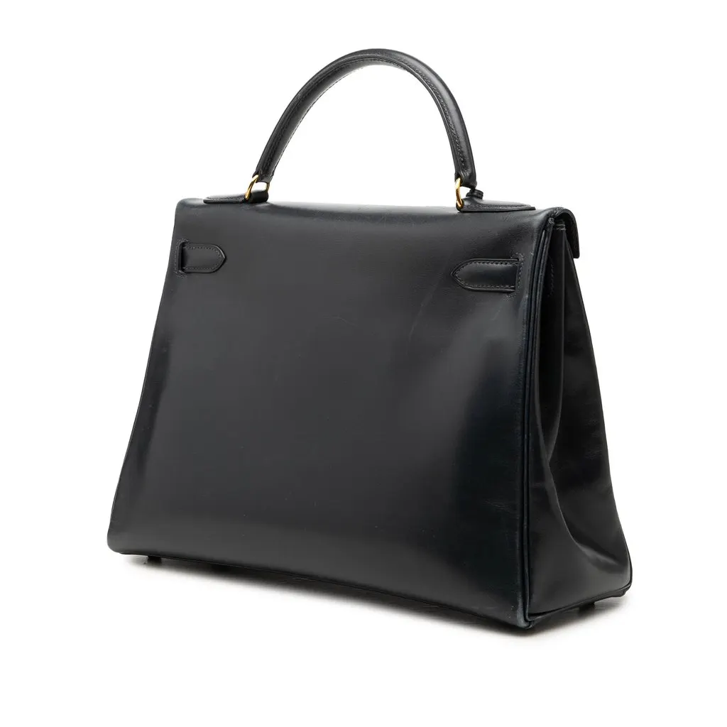 Hermès Box Calf Kelly Retourne 32 Blue Leather Very good - Back View