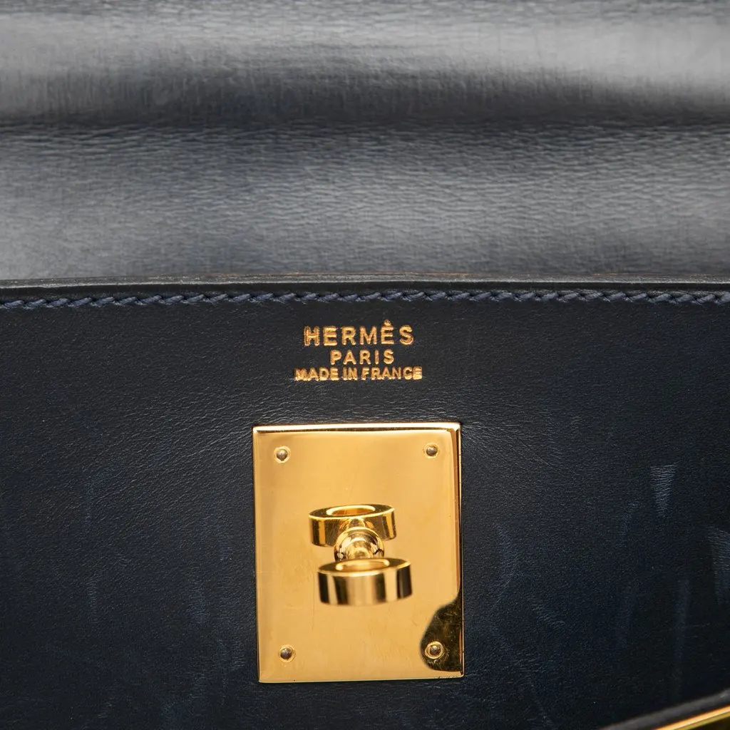 Hermès Box Calf Kelly Retourne 32 Blue Leather Very good - Box View
