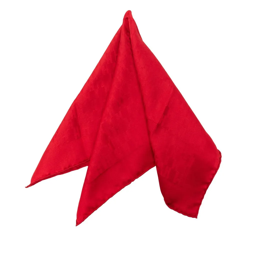 Hermès Faconnee Grand H Silk Pocket Square Scarf Red Very good - Front View