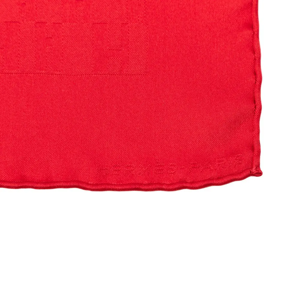 Hermès Faconnee Grand H Silk Pocket Square Scarf Red Very good - Back View