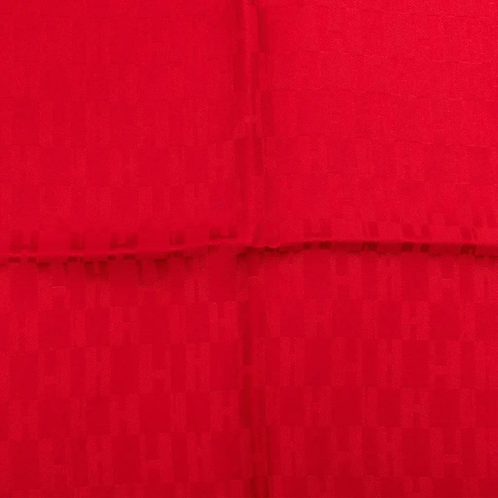 Hermès Faconnee Grand H Silk Pocket Square Scarf Red Very good - Model View