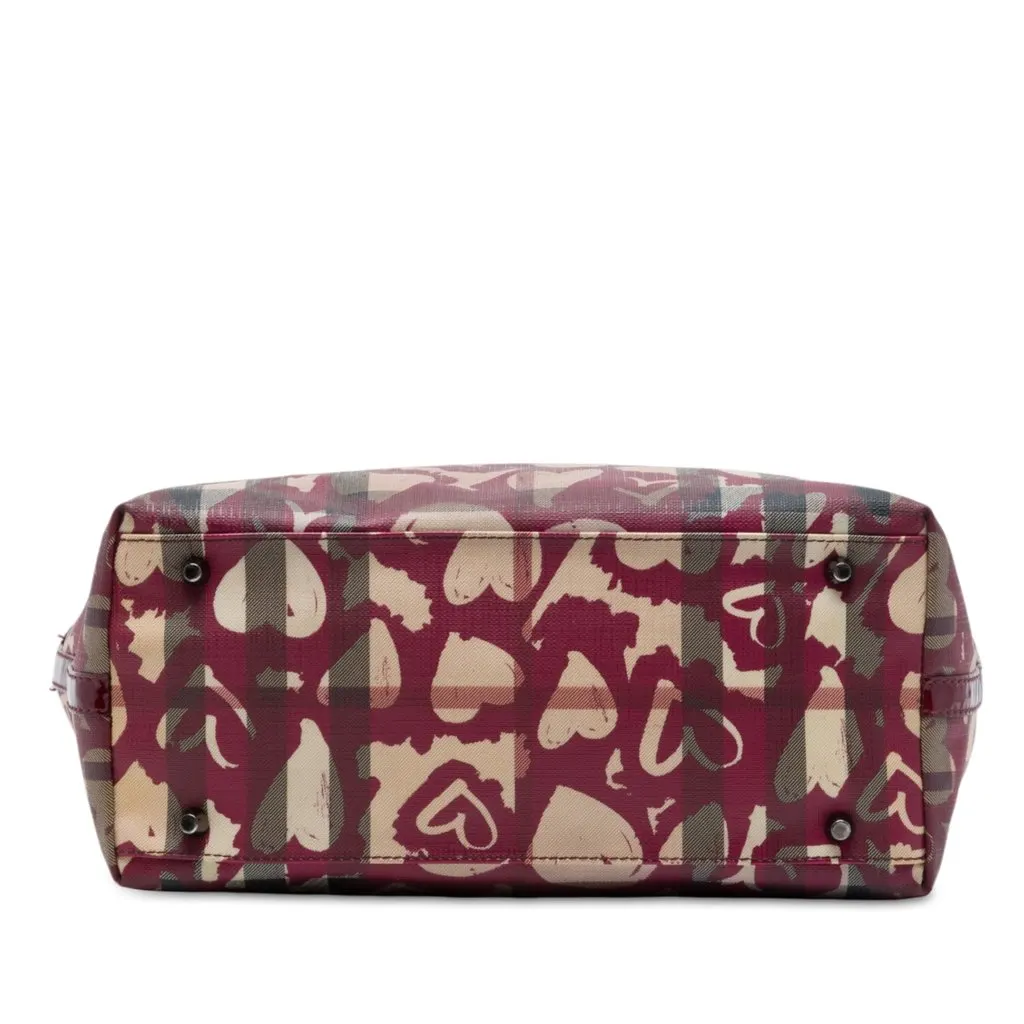 Burberry House Check Coated Canvas Hearts Gracie Tote Red Very good - Inside View
