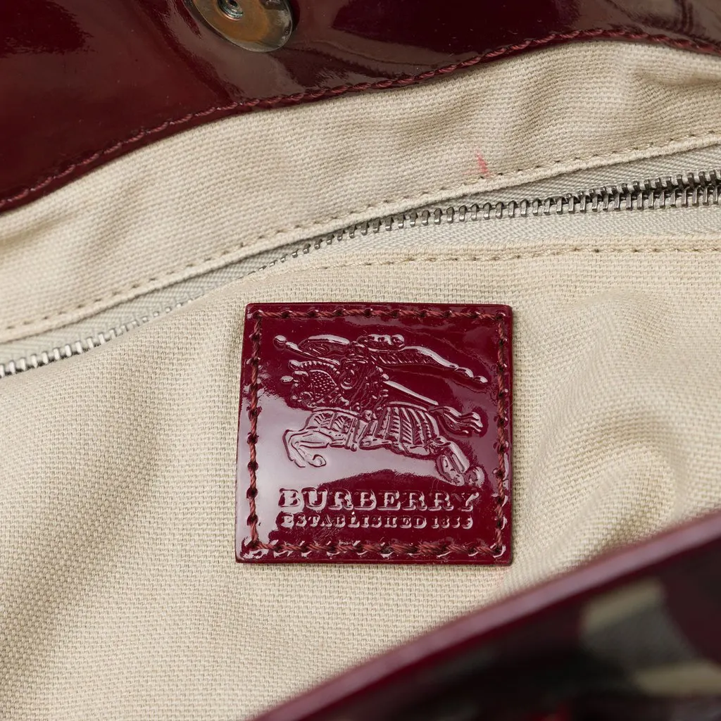 Burberry House Check Coated Canvas Hearts Gracie Tote Red Very good - Box View