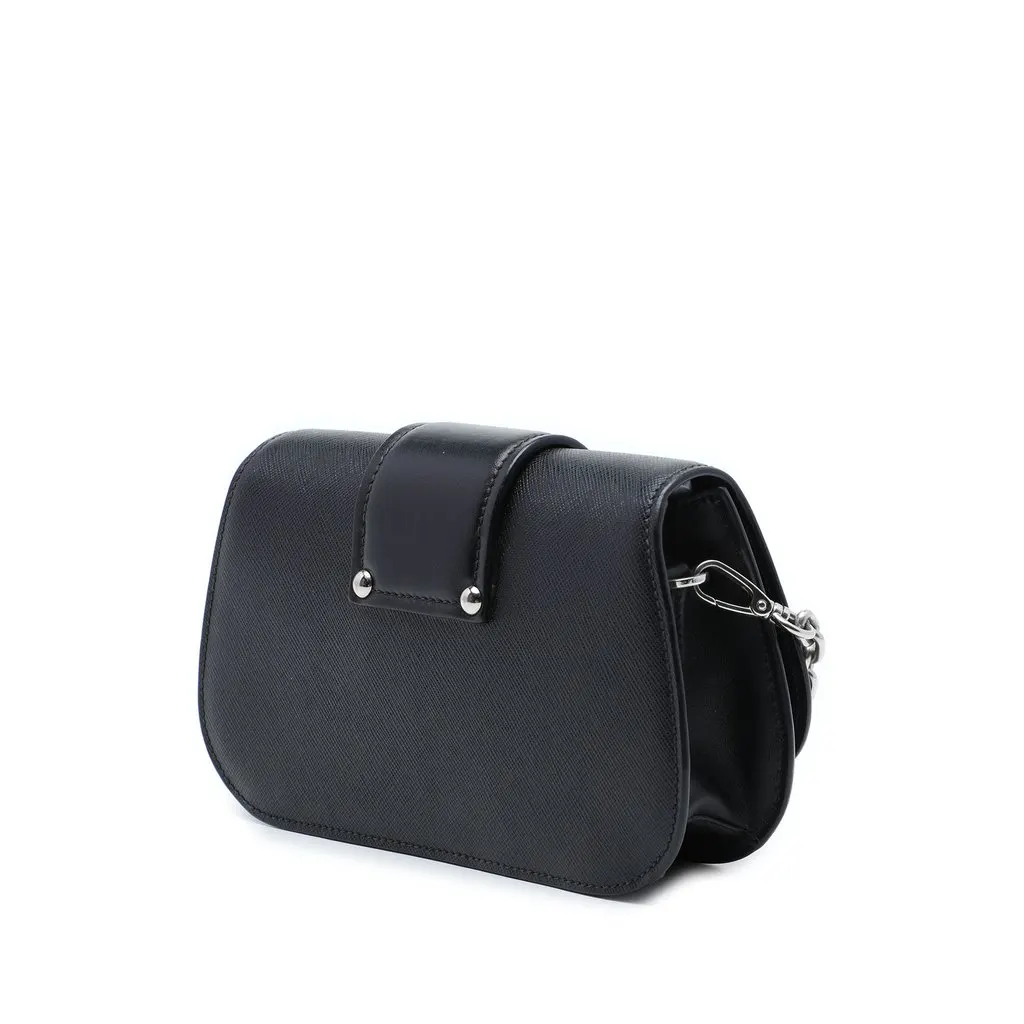 Prada Saffiano and City Calf Sidonie Crossbody Black Leather Very good - Back View