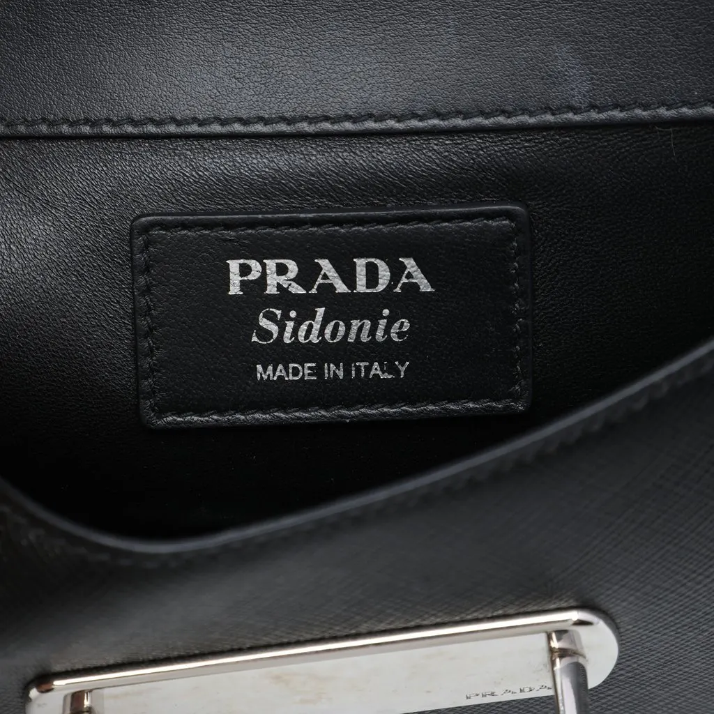 Prada Saffiano and City Calf Sidonie Crossbody Black Leather Very good - Box View