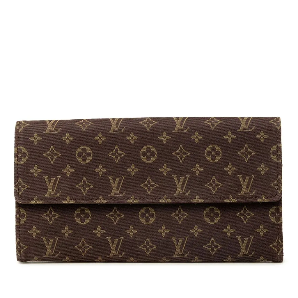 Louis Vuitton Monogram Mini Lin Sarah Wallet Brown Canvas Very good - Front View
