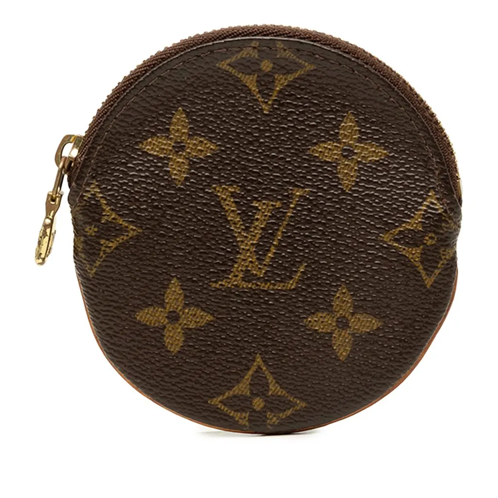 Louis Vuitton Monogram Round Coin Pouch Brown Canvas Good - Front View
