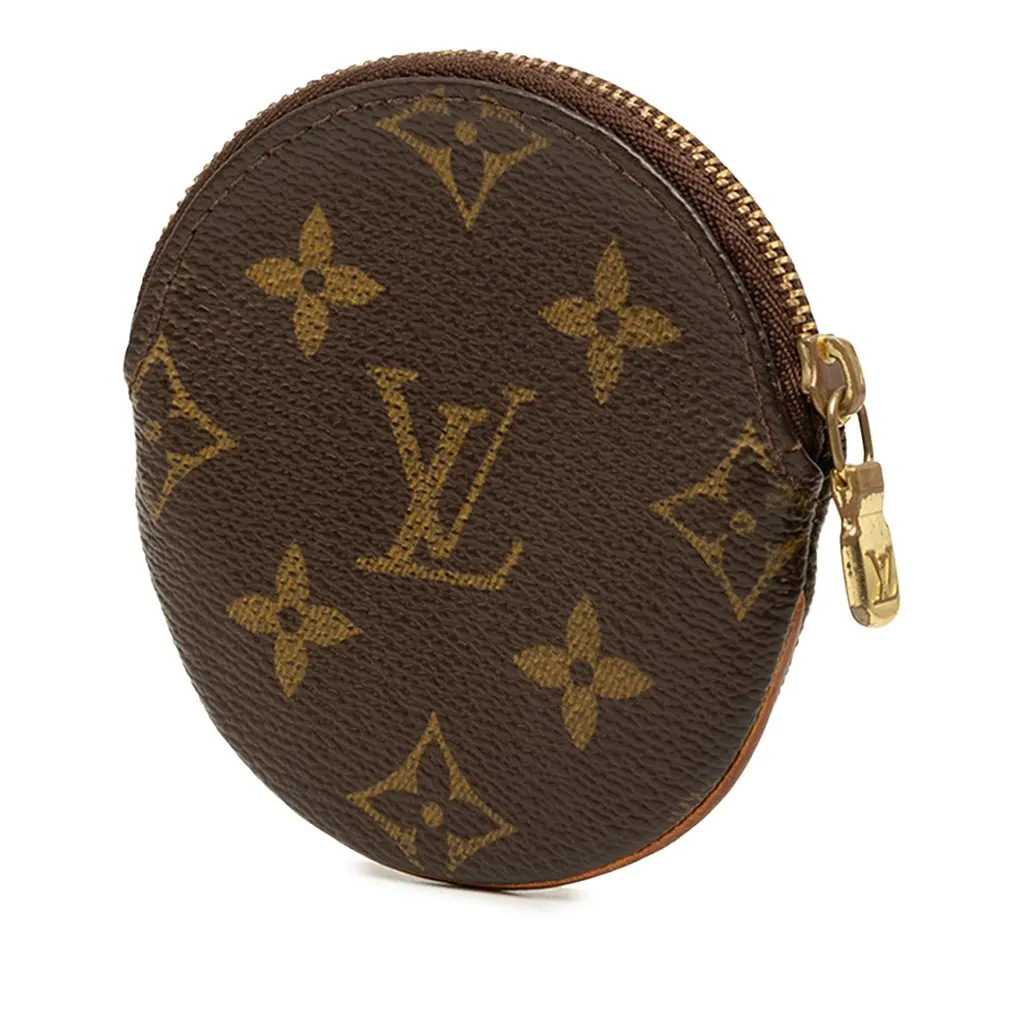 Louis Vuitton Monogram Round Coin Pouch Brown Canvas Good - Back View
