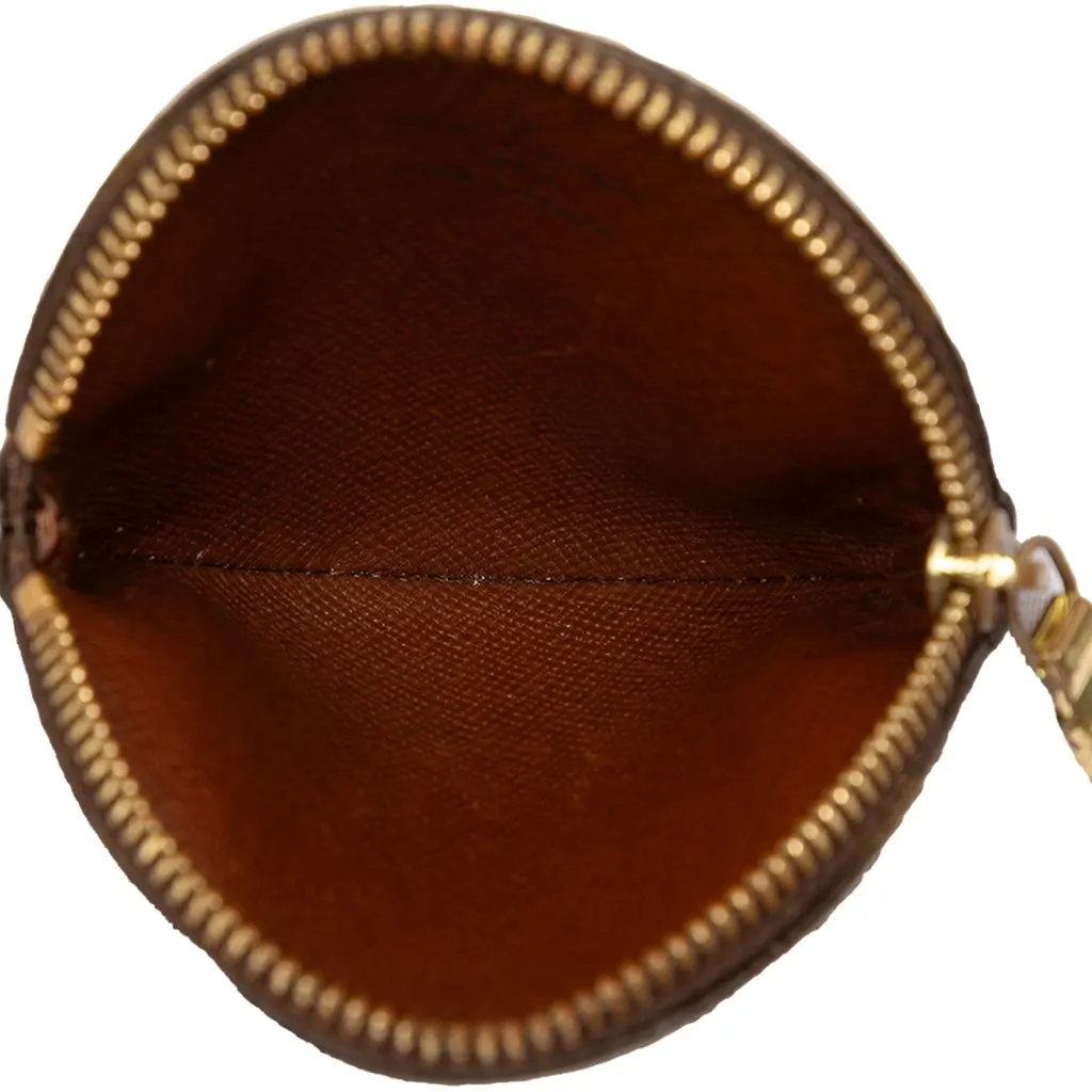 Louis Vuitton Monogram Round Coin Pouch Brown Canvas Good - Model View