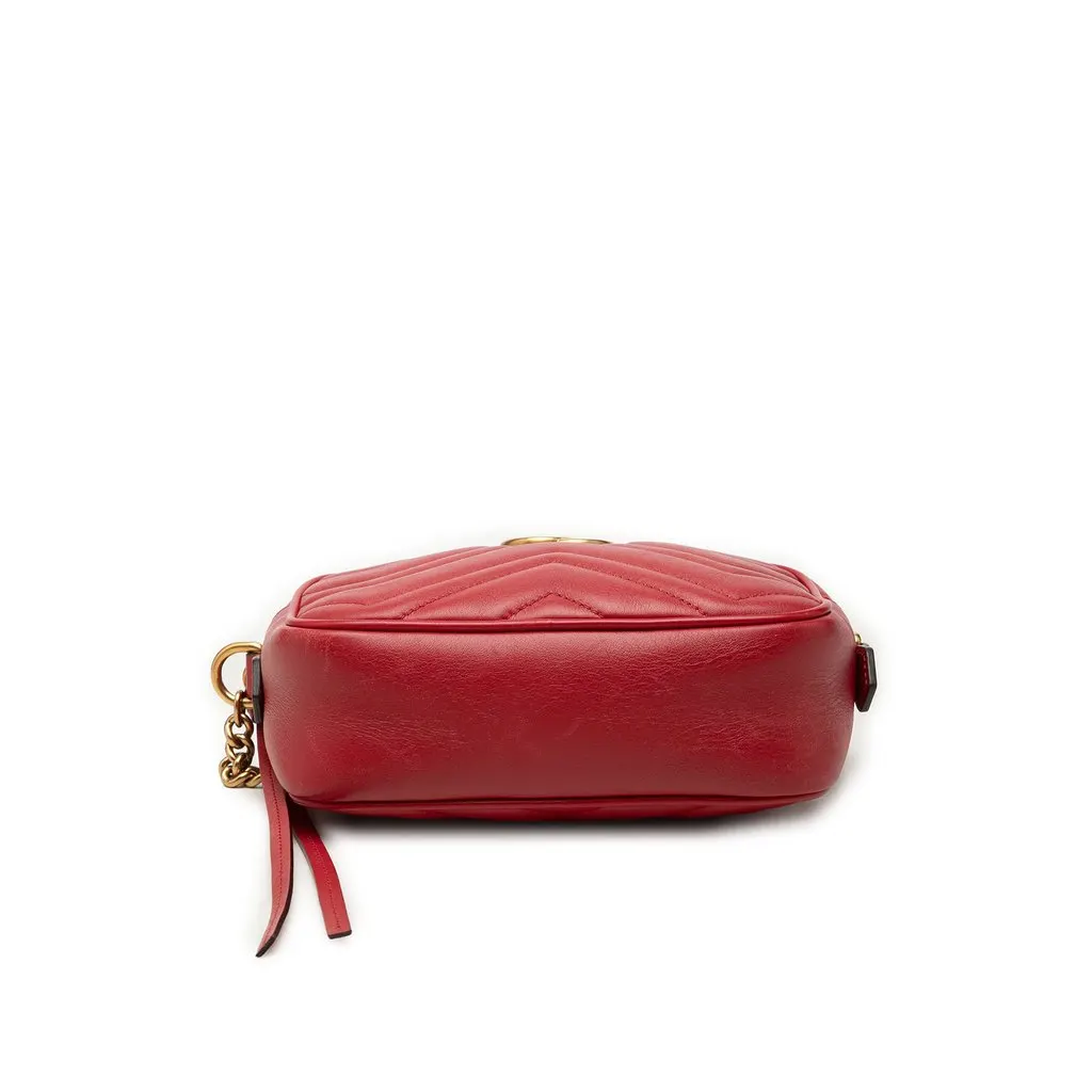 Gucci Mini GG Marmont Matelasse Leather Crossbody Red Leather Very good - Inside View