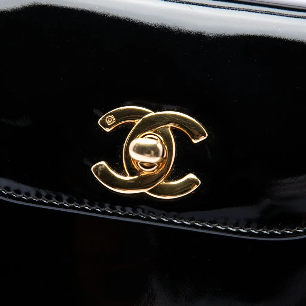 Chanel Patent Kelly Top Handle Flap Black Leather Very good - Box View