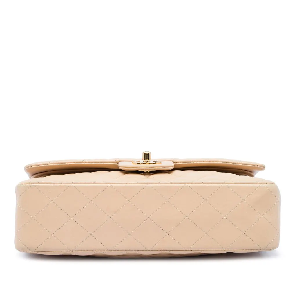 Chanel Medium Classic Lambskin Double Flap Beige Leather Very good - Inside View