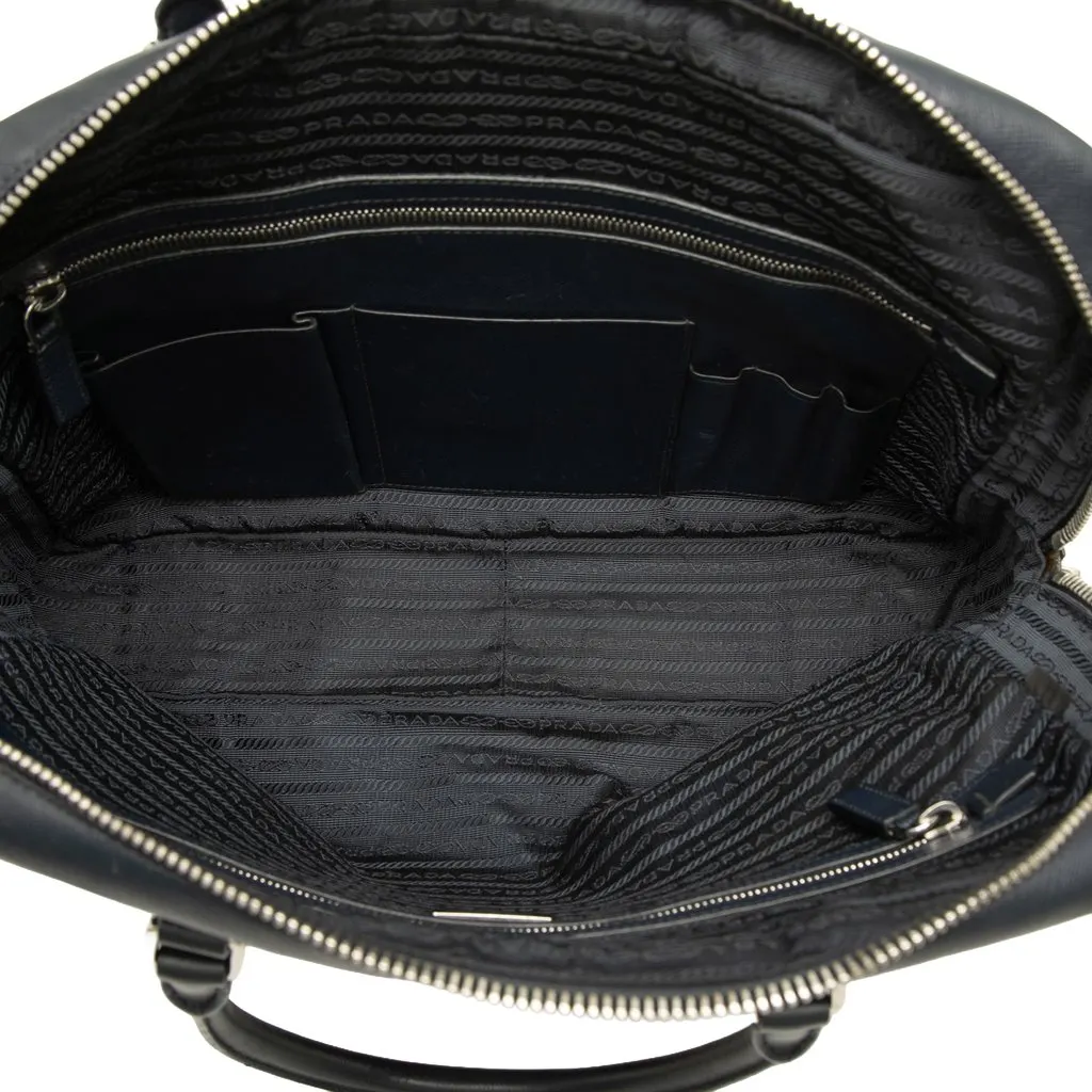 Prada Saffiano Business Bag Black Leather Good - Model View