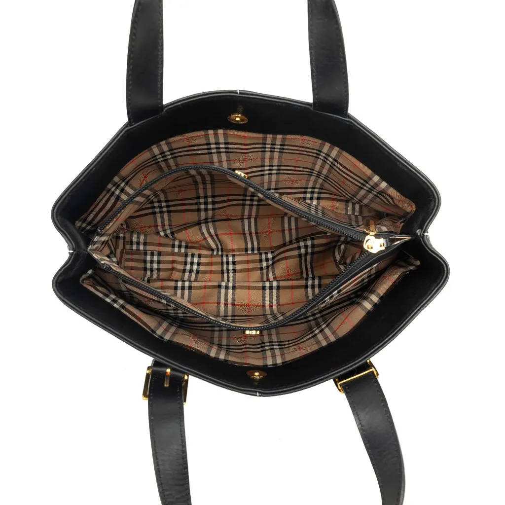 Burberry Leather Tote Black Leather Very good - Model View