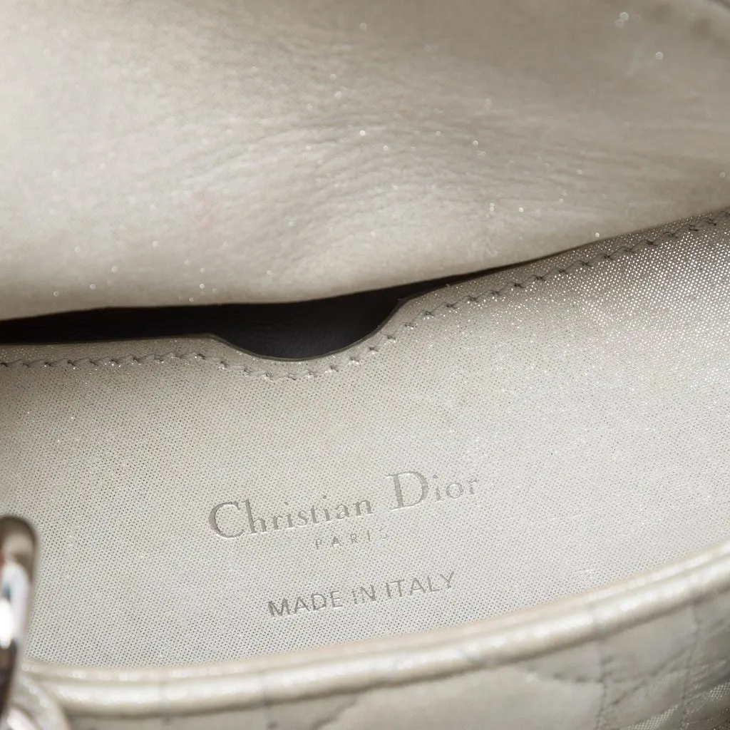 Dior Micro Iridescent Lambskin Cannage Lady Dior Silver Leather Very good - Box View