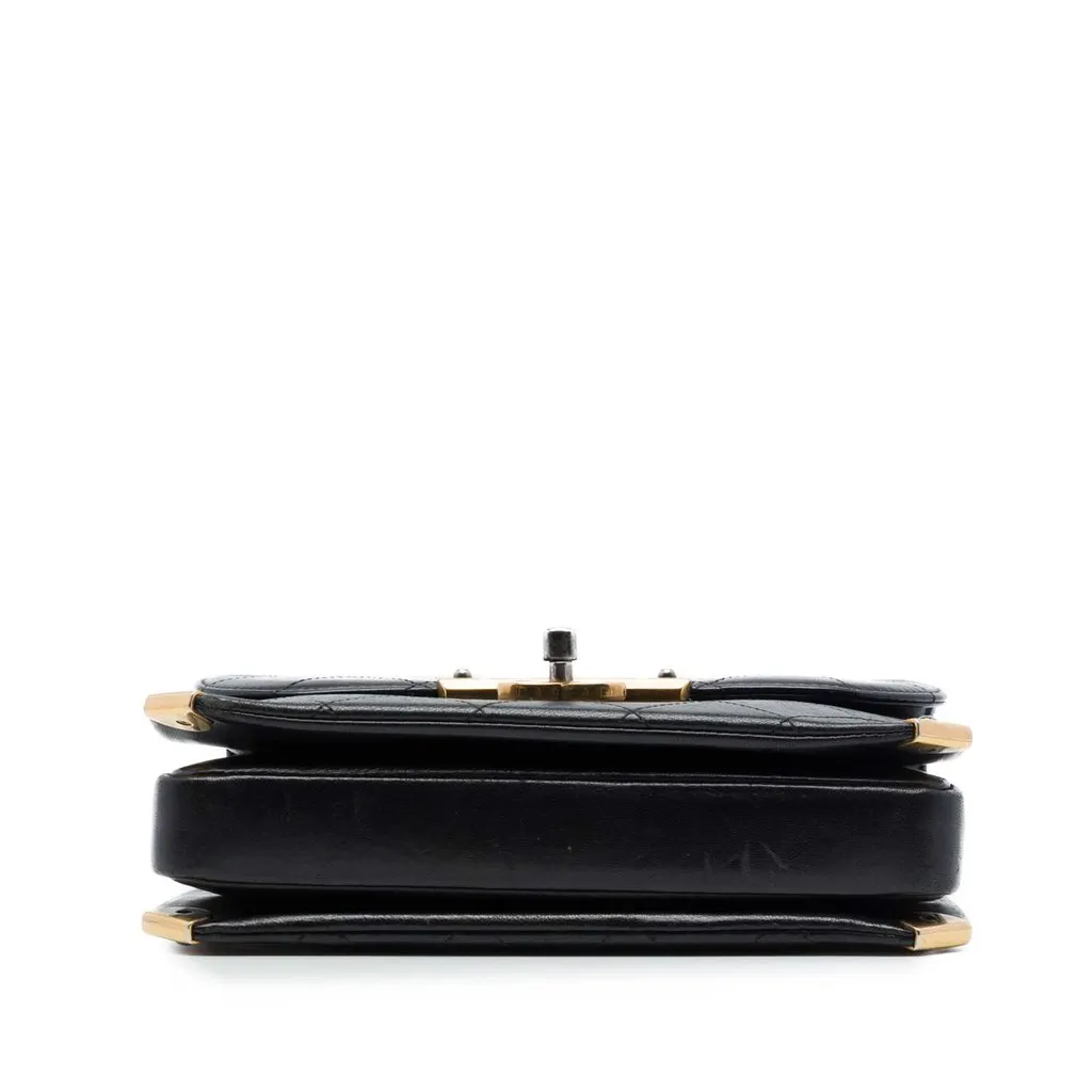 Chanel Quilted Lambskin Around The Corner Flap Black Leather Very good - Inside View