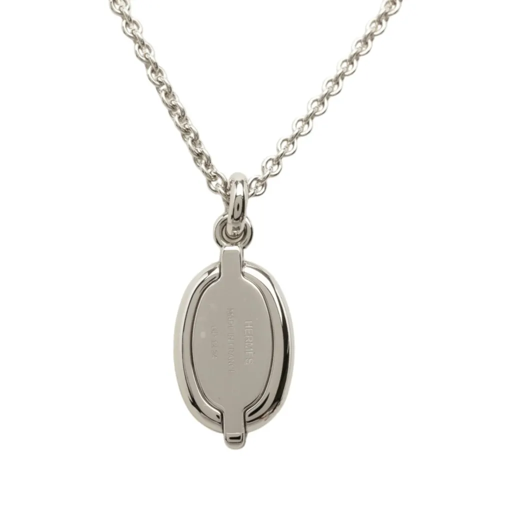 Hermès Palladium Plated Mini Maillon Pendant Necklace Silver Metal Never worn - Inside View