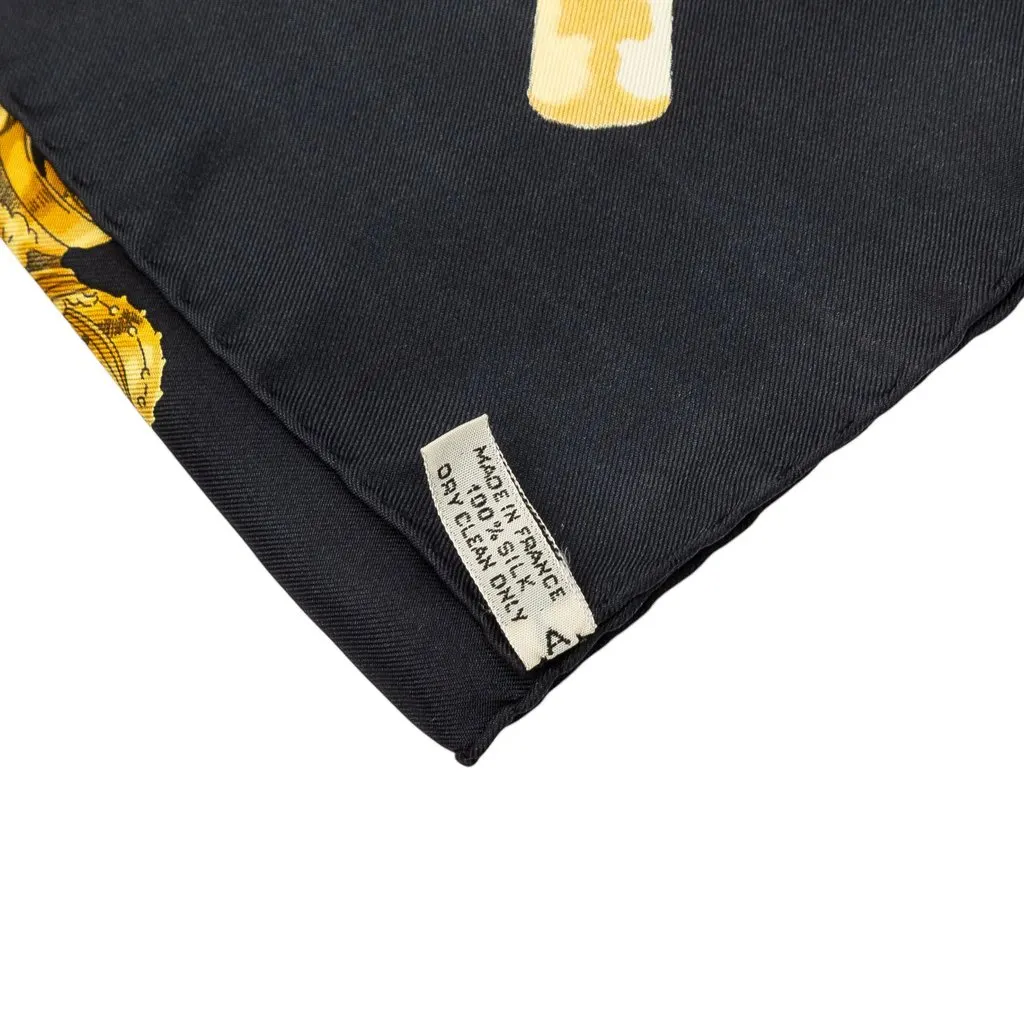 Hermès La Marine a Rames Silk Scarf 90 Black Silk Very good - Inside View