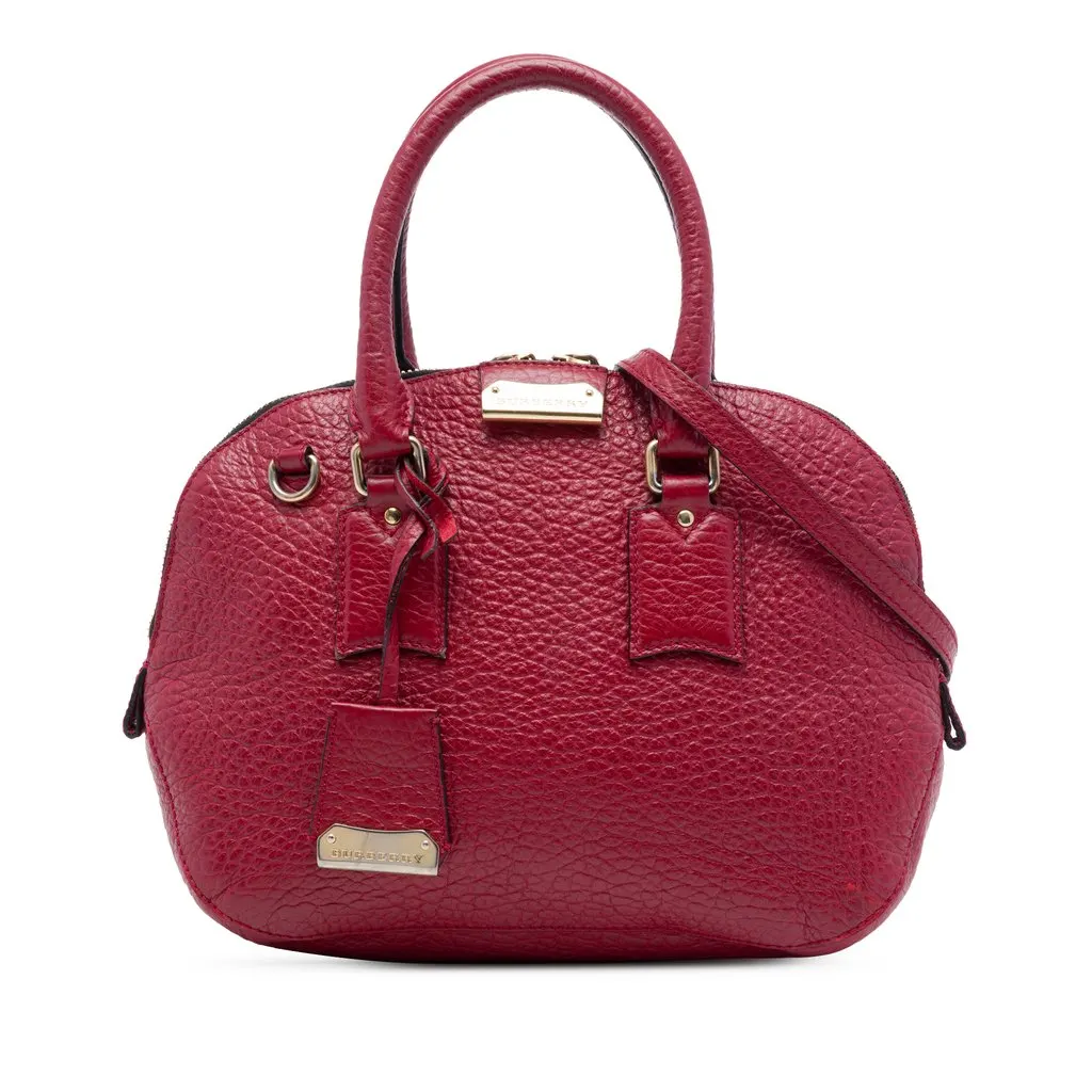 Burberry Small Grained Calfskin Heritage Orchard Bowling Bag Red Leather Good - Front View