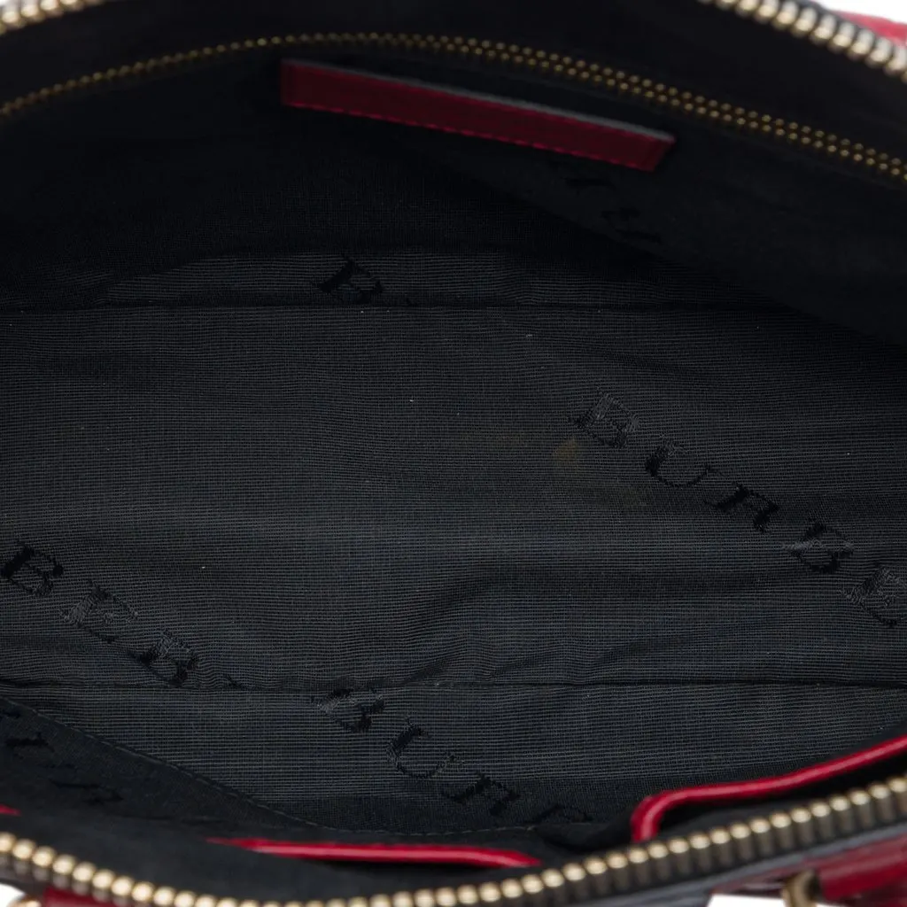 Burberry Small Grained Calfskin Heritage Orchard Bowling Bag Red Leather Good - Model View