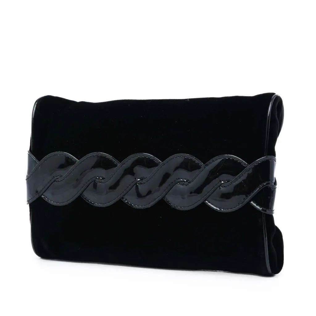 Bottega Veneta Velvet and Patent Clutch Black Very good - Back View