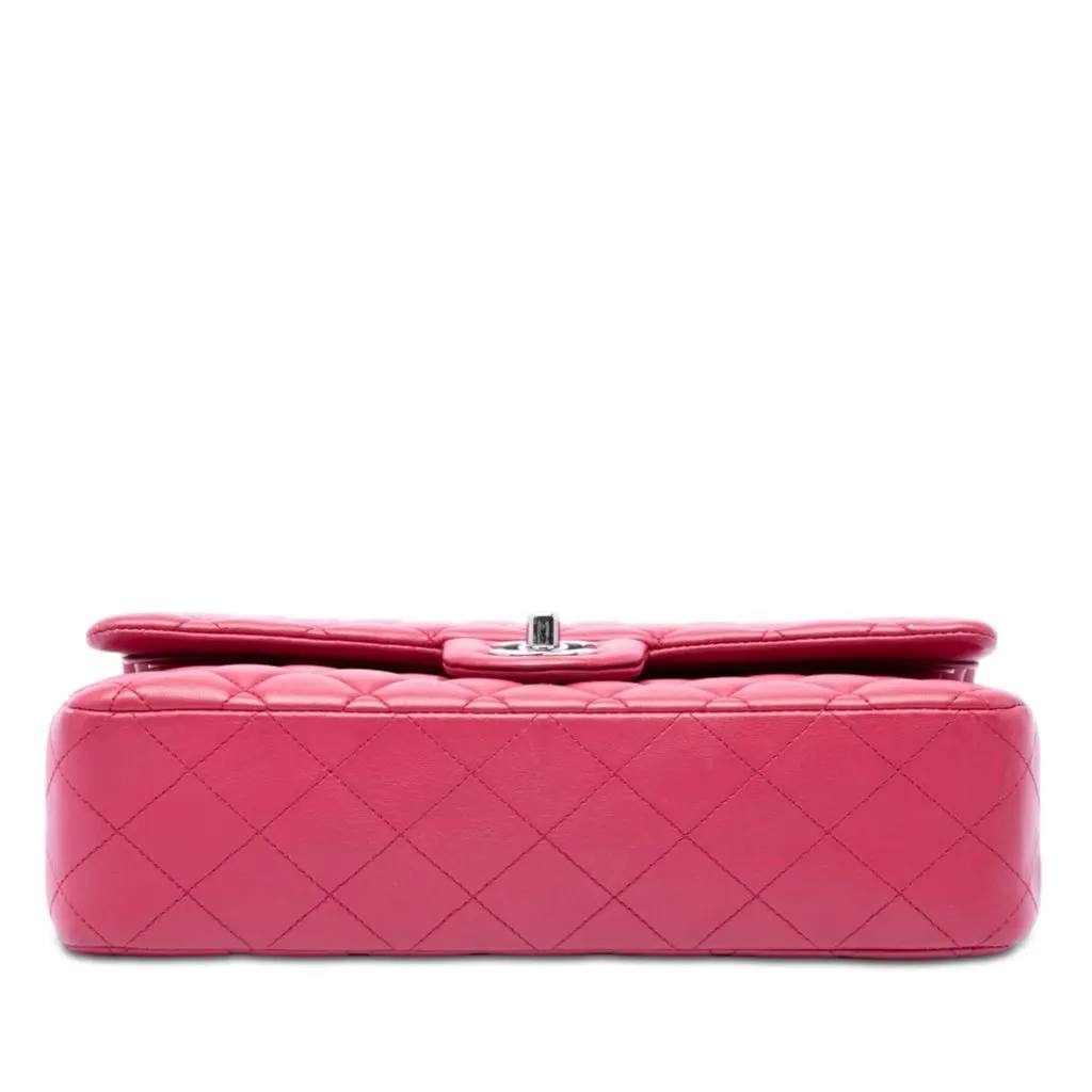 Chanel Medium Classic Lambskin Double Flap Pink Leather Very good - Inside View