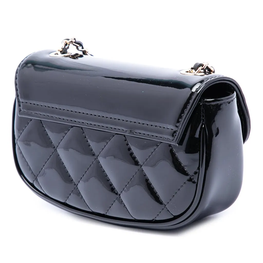 Chanel Mini CC Quilted Patent Single Flap Black Leather Very good - Back View