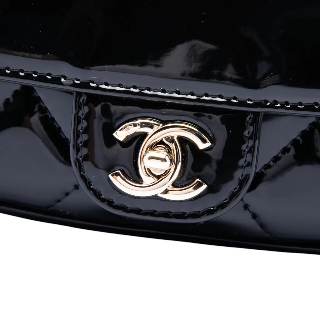 Chanel Mini CC Quilted Patent Single Flap Black Leather Very good - Box View