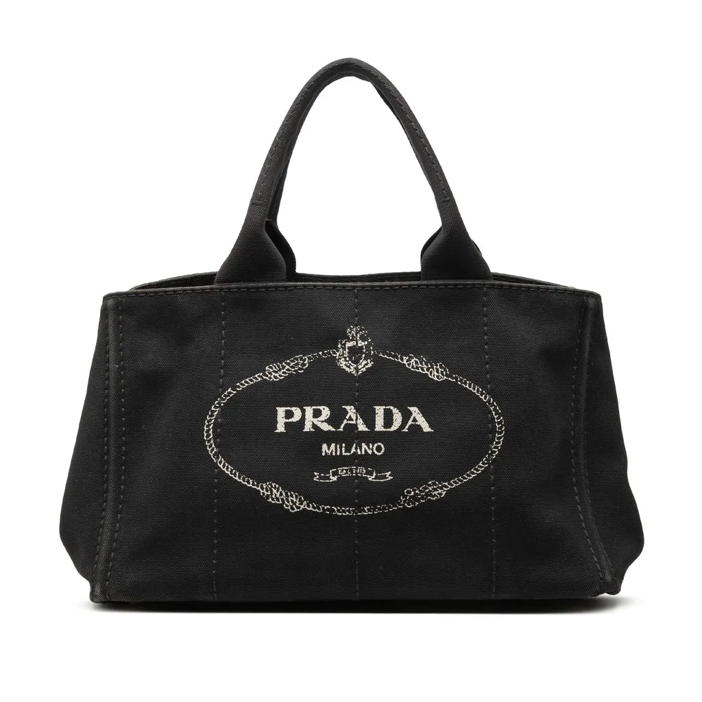 Prada Canvas Canapa Logo Satchel Black Very good - Front View