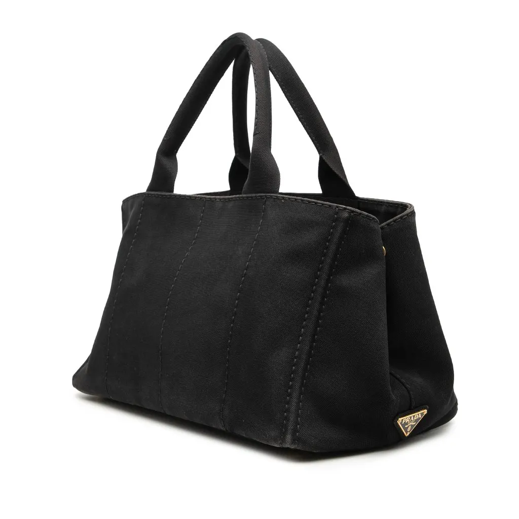Prada Canvas Canapa Logo Satchel Black Very good - Back View