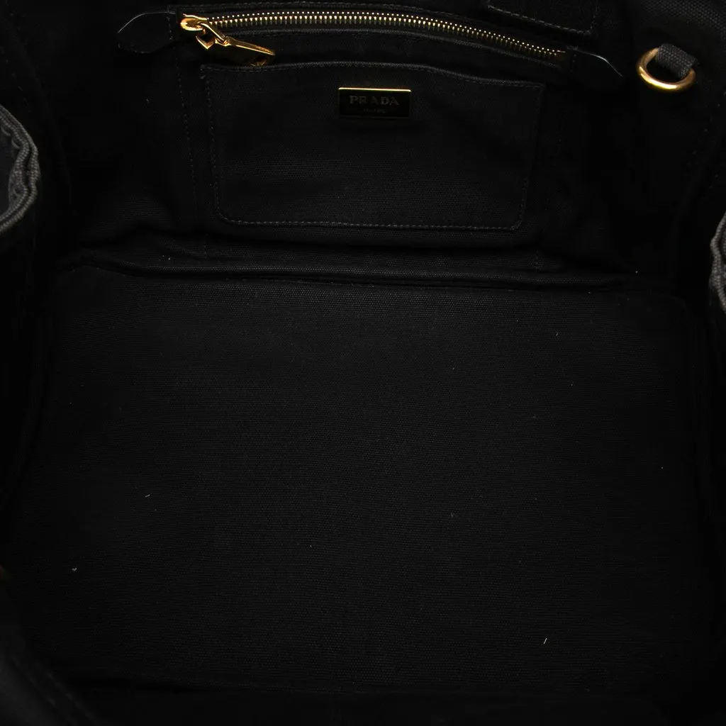 Prada Canvas Canapa Logo Satchel Black Very good - Model View