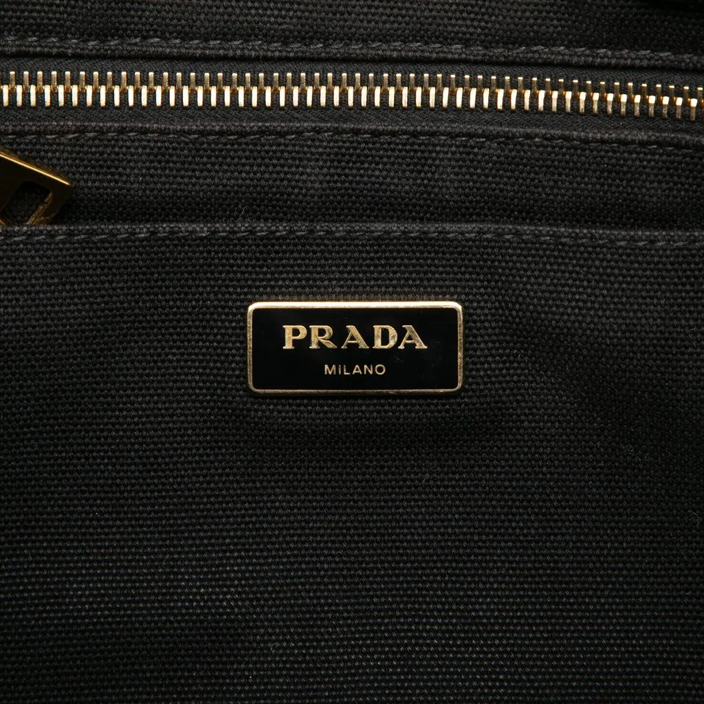Prada Canvas Canapa Logo Satchel Black Very good - Box View