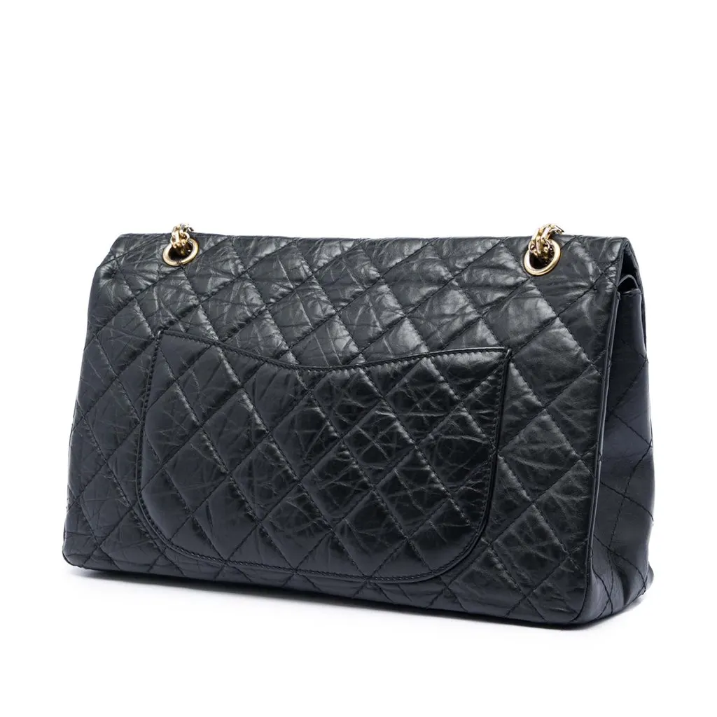 Chanel Quilted Aged Calfskin Reissue 2.55 Double Flap 227 Black Leather Very good - Back View