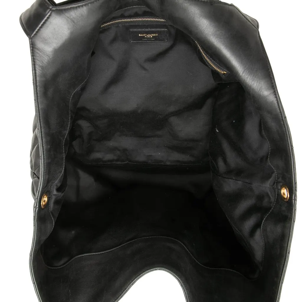 Saint Laurent Maxi Quilted Lambskin Icare Shopping Tote Black Leather Very good - Model View