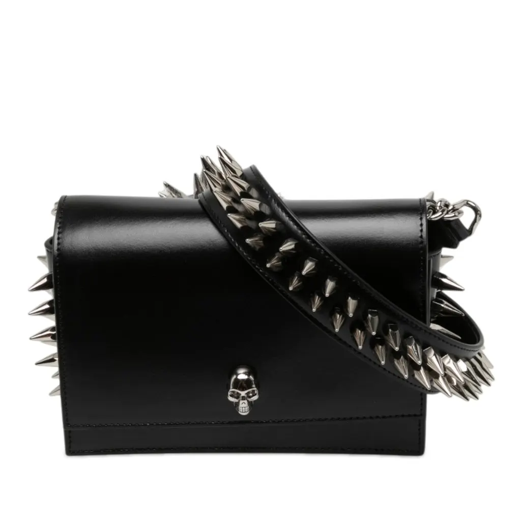Alexander McQueen Small Smooth Calfskin Skull Biker Crossbody Black Leather Very good - Front View