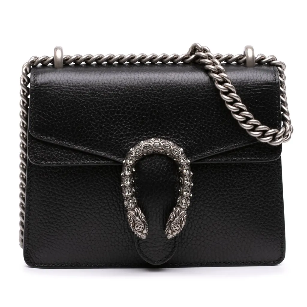 Gucci Small Calfskin Dionysus Crossbody Black Leather Very good - Front View