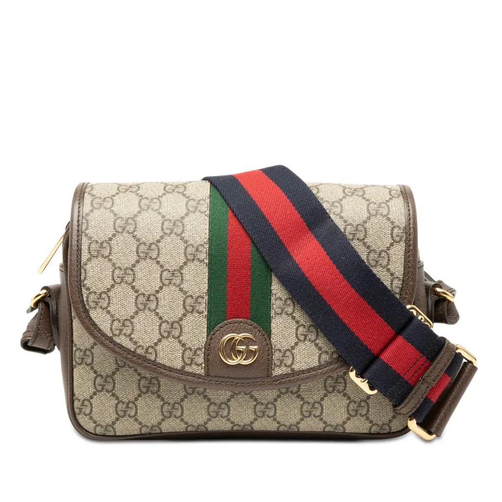 Gucci GG Supreme Web Ophidia Crossbody Beige Very good - Front View