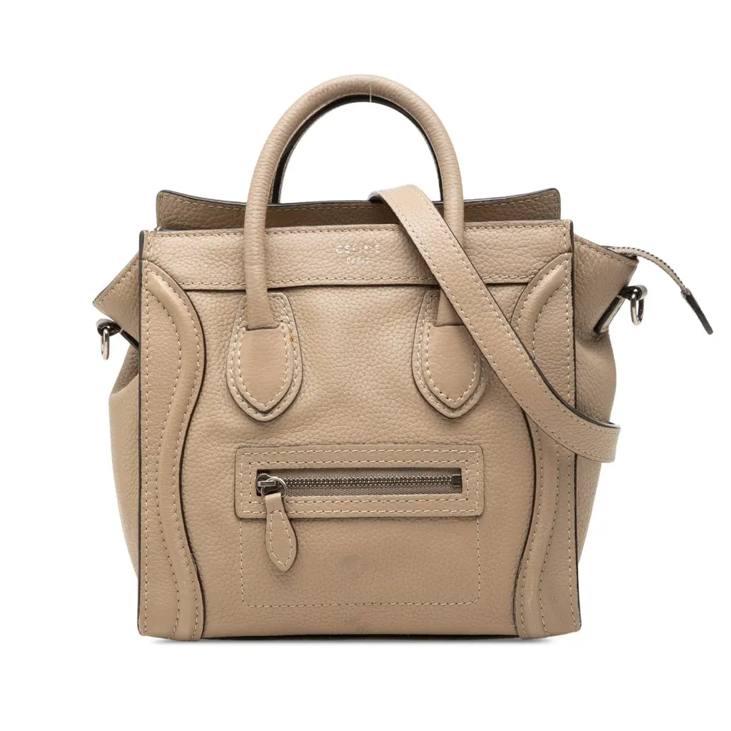 Celine Nano Leather Luggage Tote Beige Leather Very good - Front View