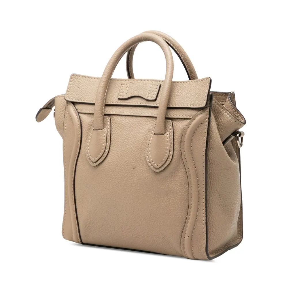 Celine Nano Leather Luggage Tote Beige Leather Very good - Back View