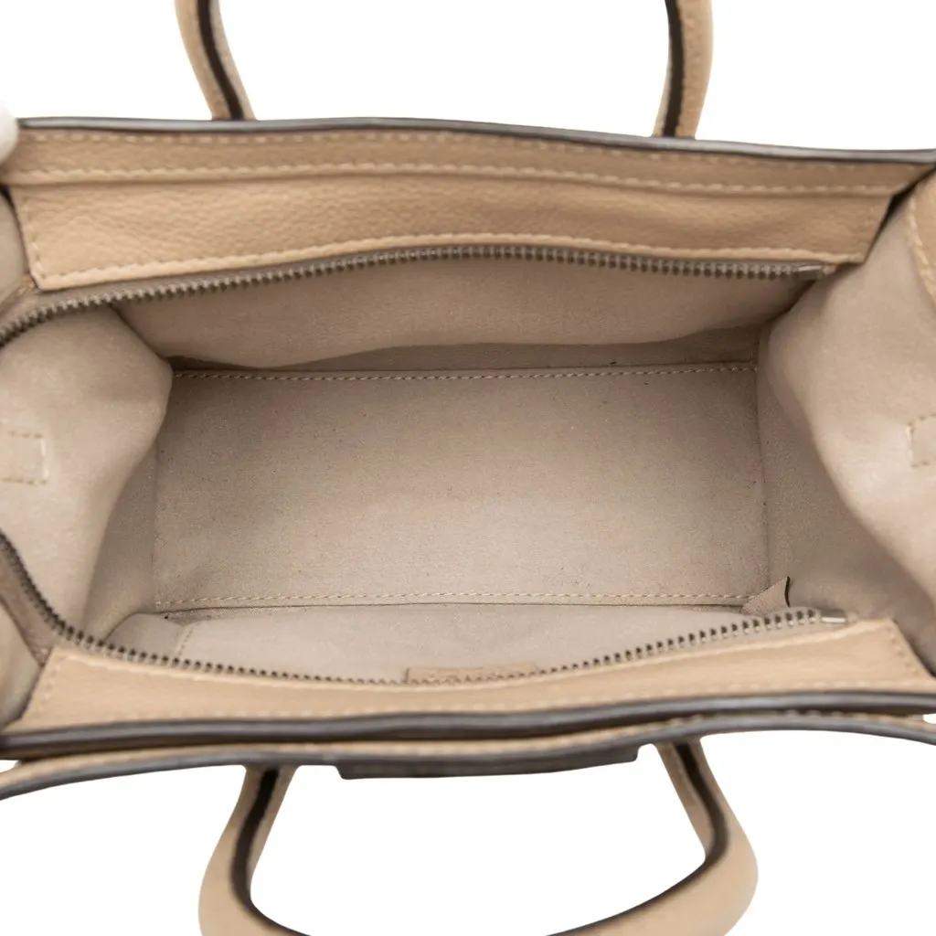 Celine Nano Leather Luggage Tote Beige Leather Very good - Model View