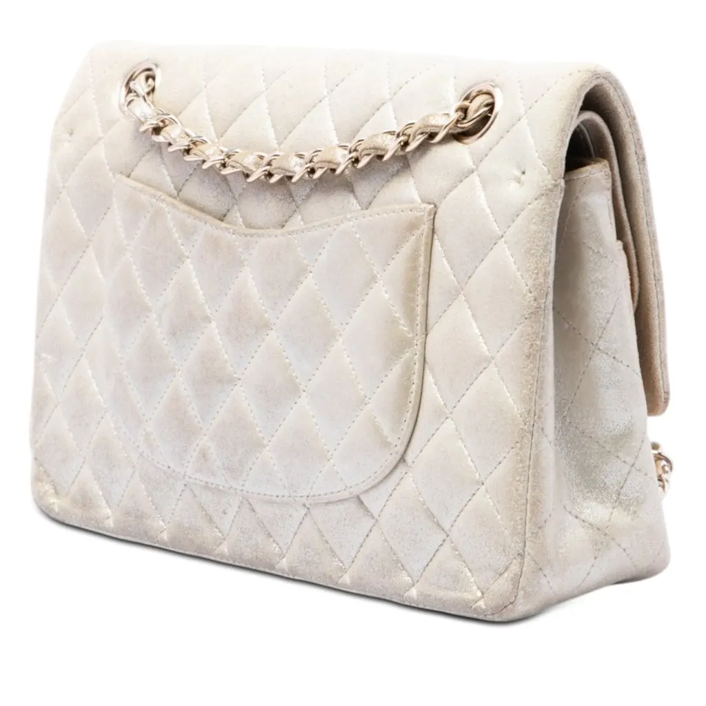 Chanel Medium Classic Iridescent Lambskin Double Flap Gold Leather Very good - Back View